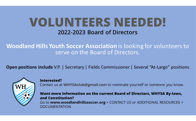 Volunteers needed for WHYSA Board of Directors!